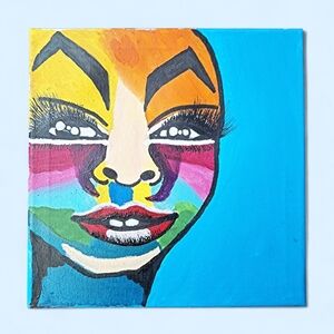 ✨️"Alice" Megan Phoenix Original! Colorful Abstract Portrait! Acrylic On Canvas!